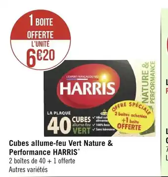 Géant Casino Cubes Allume-Feu Vert Nature & Performance HARRIS* offre