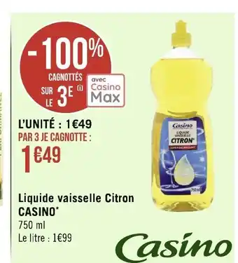 Géant Casino Liquide Vaisselle Citron Casino* offre