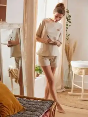 Ensemble 2 piĂšces homewear grossesse et allaitement - beige