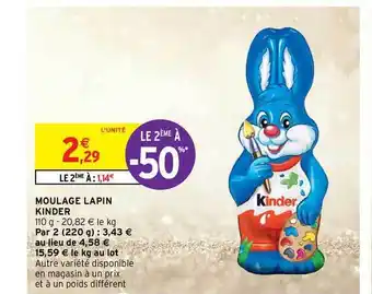 Intermarché Hyper Moulage Lapin Kinder offre