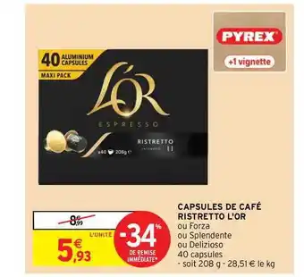 Intermarché Hyper Capsules De Café Ristretto L'or offre