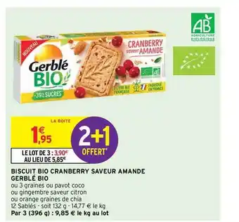 Intermarché Hyper Biscuit Bio Cranberry Saveur Amande Gerblé Bio offre