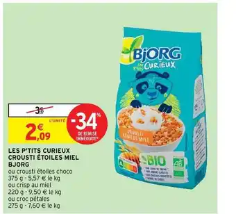 Intermarché Hyper Les P'tits Curieux Crousti étoiles Miel Bjorg offre