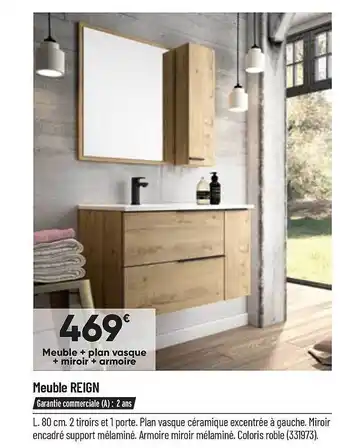 Bricorama Meuble Reign + Plan Vasque + Miroir + Armoire offre