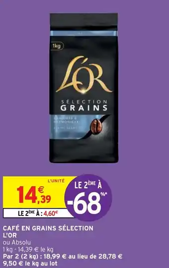 Intermarché Café en grains sélection L'OR offre