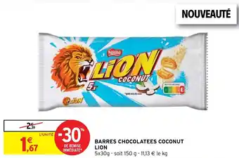 Intermarché Barres chocolatees coconut lion offre