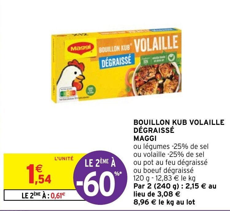 Promo Bouillon kub volaille dégraissé MAGGI chez Intermarché