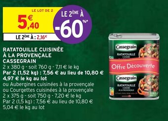 Intermarché Ratatouille cuisinée à la provençale CASSEGRAIN offre