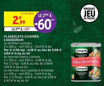 Intermarché Flageolets cuisinés CASSEGRAIN offre