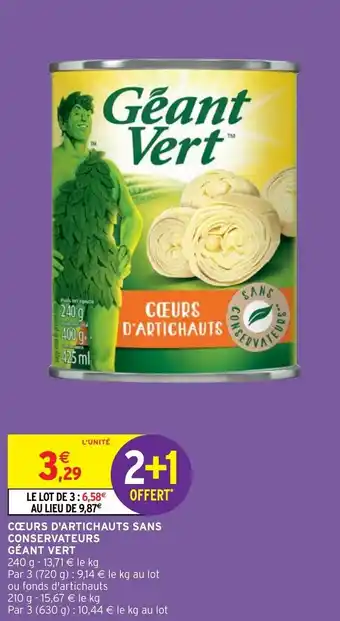 Cœurs D'Artichauts Sans Conservateurs Géant Vert