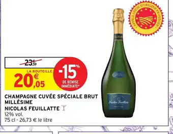 Intermarché Champagne Cuvée Spéciale Brut Millésime Nicolas Feuillatte offre