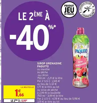 Intermarché Sirop Grenadine Paquito offre