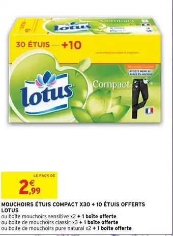 Mouchoirs Étuis Compact x30 + 10 Étuis Offerts Lotus