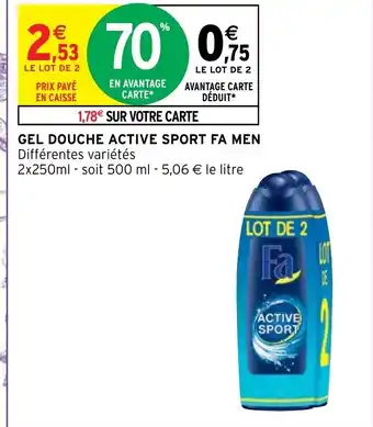 Intermarché Gel Douche Active Sport Fa Men offre