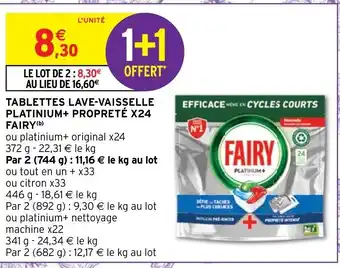 Tablettes Lave-Vaisselle Platinum + Propreté x24 Fairy