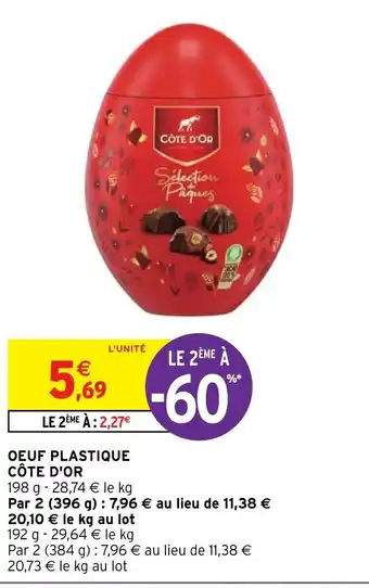 Intermarché Hyper Oeuf Plastique Côte D'Or offre
