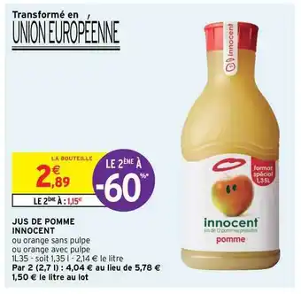 Intermarché Hyper Jus De Pomme Innocent offre