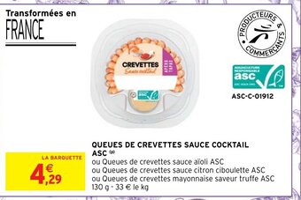 Intermarché Hyper Queues De Crevettes Sauce Cocktail ASC offre