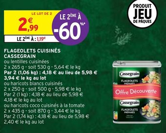 Intermarché Hyper Flageolets Cuisinés Cassegrain offre
