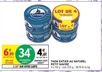 Intermarché Hyper Thon Entier Au Naturel Petit Navire offre
