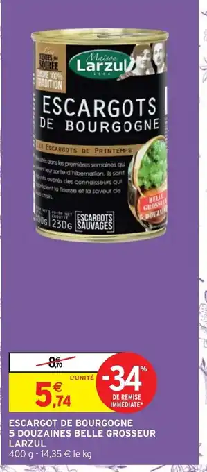 Intermarché Hyper Escargot De Bourgogne 5 Douzaines Belle Grosseur Larzul offre
