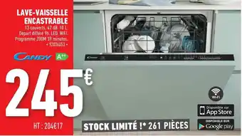 Brico Cash Lave-vaisselle Encastrable Candy offre