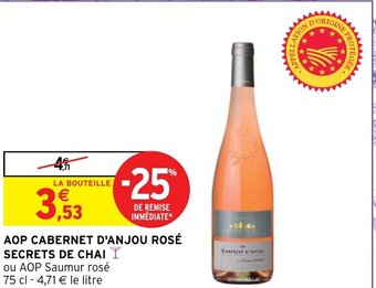 Intermarché Hyper AOP Cabernet D'Anjou Rosé Secrets de Chai offre