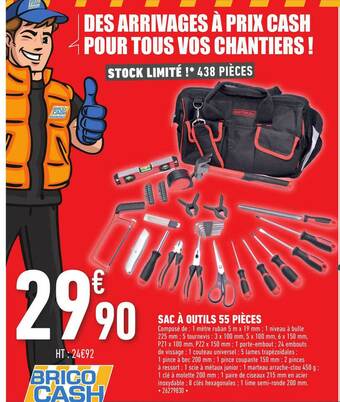 Brico Cash Sac à Outils 55 Pièces offre