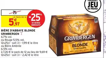 Intermarché Hyper Bière d'Abbaye Blonde Grimbergen offre