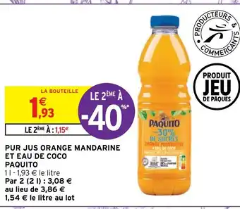 Pur Jus Orange Mandarine Et Eau de Coco Paquito