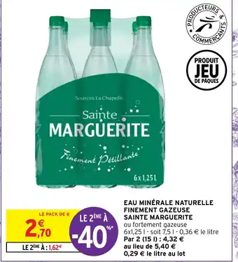 Intermarché Hyper Eau Minérale Naturelle Finement Gazeuse Sainte Marguerite offre