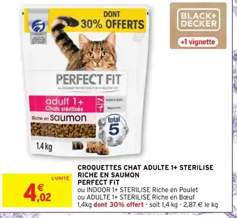 Croquettes Chat Adulte 1+ Sterilise Riche en Saumon Perfect Fit