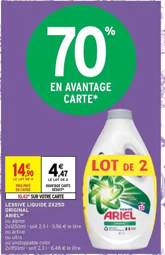 Intermarché Hyper Lessive Liquide 2X25D Original Ariel offre
