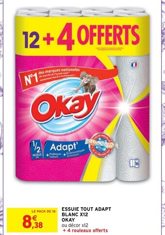 Intermarché Hyper Essuie Tout Adapt Blanc x12 Okay offre
