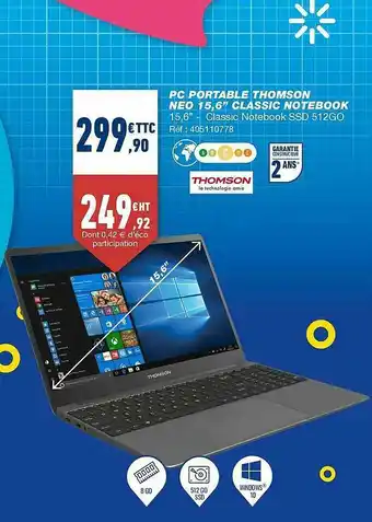 Bureau Vallée Pc Portable Thomson Neo 15,6 offre