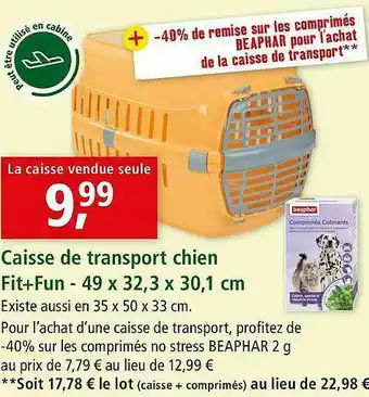 Maxi Zoo Caisse De Transport Chien Fit+fun - 49 X 32,3 X 30,1 Cm offre