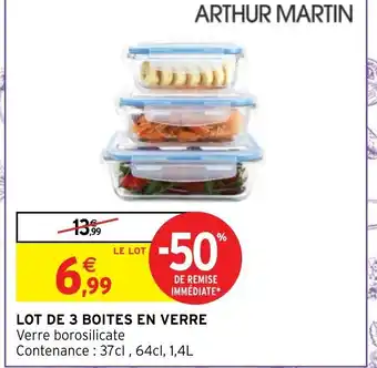 Intermarché Hyper Lot de 3 Boites En Verre offre