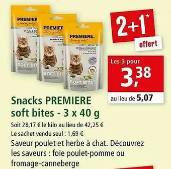 Maxi Zoo Snacks Première Soft Bites - 3 X 40 G offre