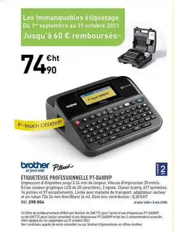 étiqueteuse Professionnelle Pt-d600vp P-touch