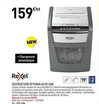 Destructeur Optimum Auto+50x Rexel
