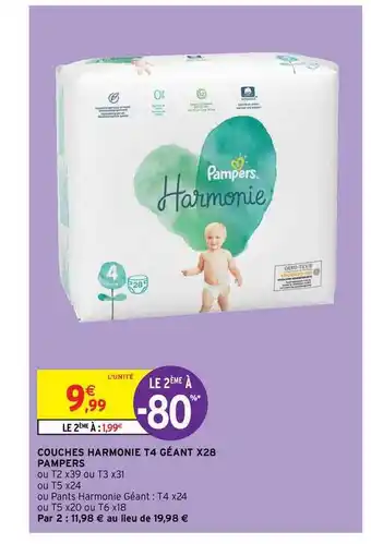 Intermarché Hyper Couches Harmonie T4 Géant X28 Pampers offre