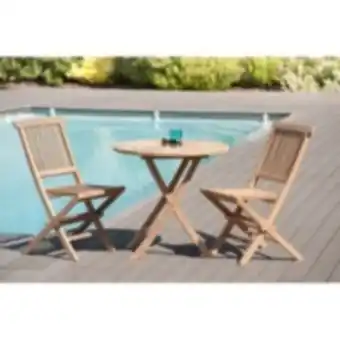 Harris - table de jardin 2 personnes, ronde pliante 80 x 80 cm en bois teck