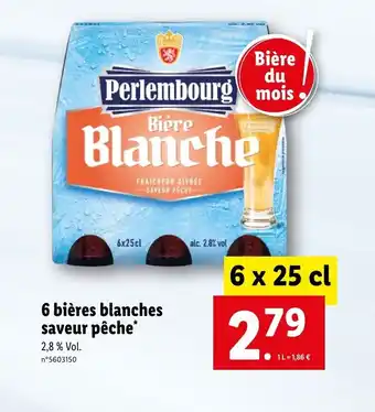 Lidl 6 Bières blanches saveur pêche offre