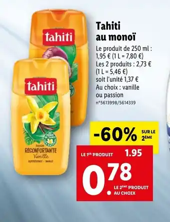 Lidl Tahiti au monoï offre