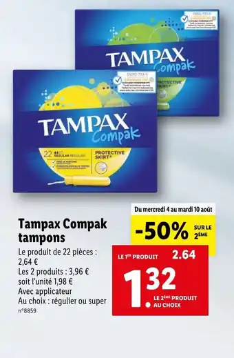 Lidl Tampax compak tampons offre