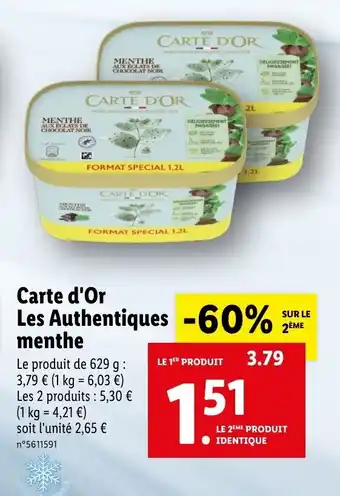 Lidl Carte d'or les authentiques menthe offre