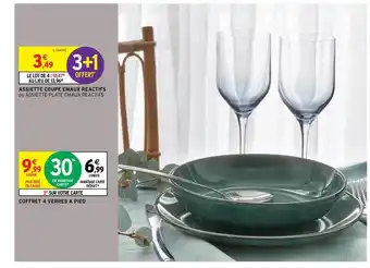 Intermarché Hyper Assiette Coupe émaux Réactifs, Coffret 4 Verres à Pied offre