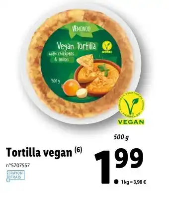 Lidl Tortilla vegan offre