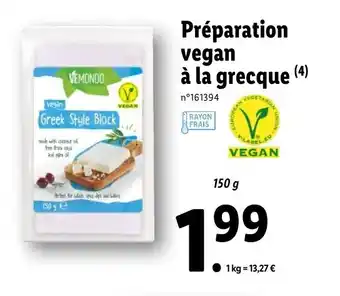 Lidl Préparation vegan à la grecque offre