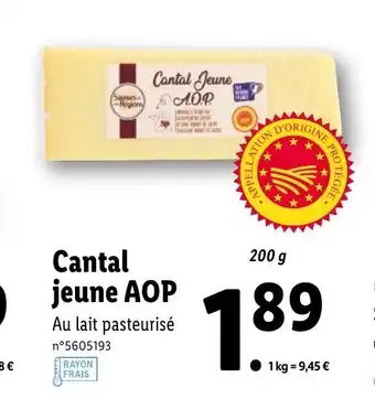 Lidl Cantal jeune AOP offre
